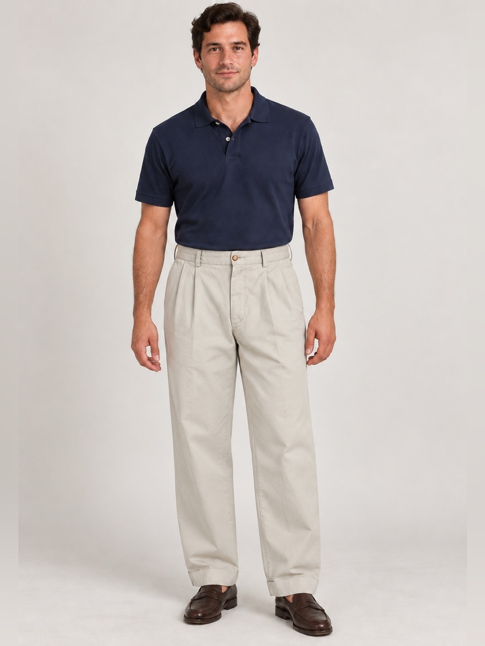 Daniel Cremieux Collection 100% Cotton Pleated Chino Pants Beige Khaki 32x30